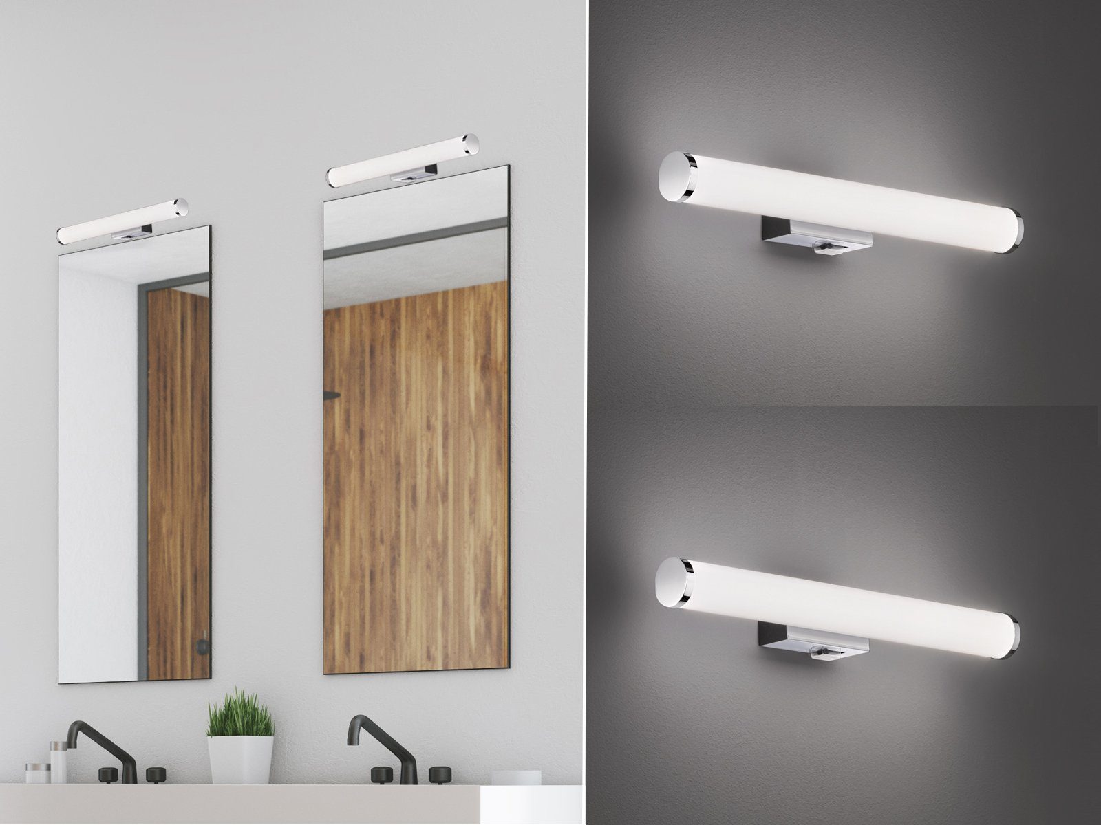 meineWunschleuchte Spiegelleuchte, seitlich mit Schalter, 2er Set LED BadLampen für Wand, Gäste